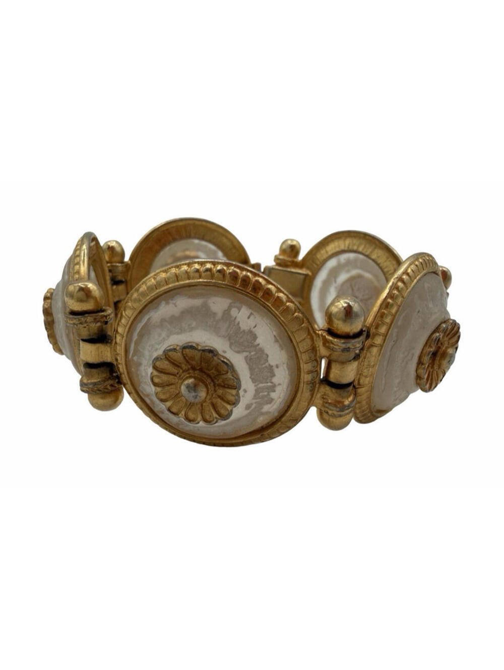 Vintage Ben Amun Gold Tone Flower Medallion Link Bracelet
